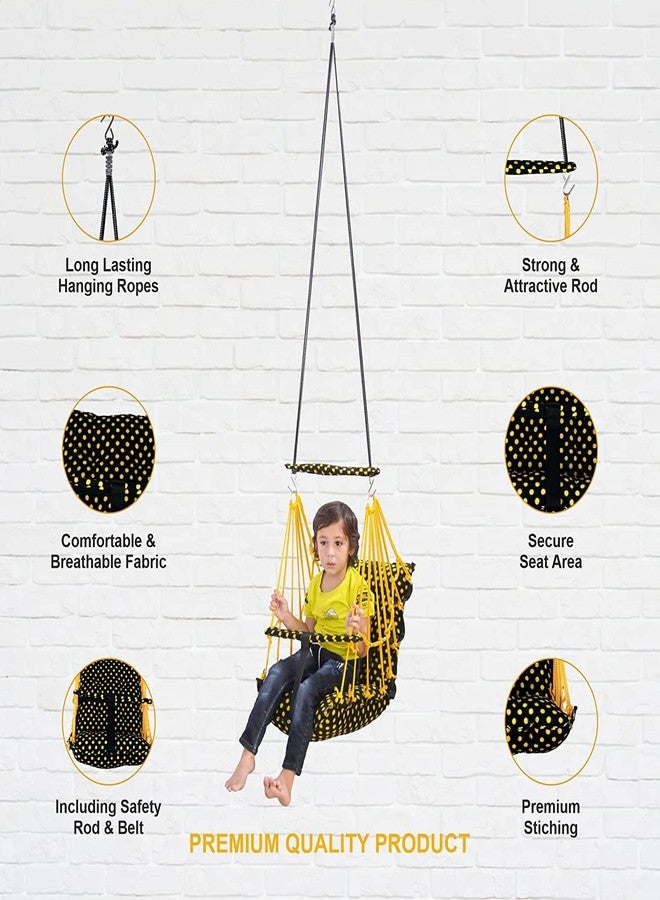 Windson Craft Cotton Baby Hanging Swing for Kids jhula 1-5 Years Swings Cradle Chair uyyala New Born Baby Gifts Foldable and Washable with Safety Belt, Home & Garden (DOTT Yellow) - Image 5
