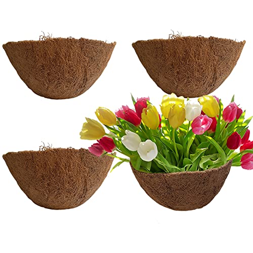 FDGARDEN 16" Round Coco Liner for Hanging Planter, 4Pcs, 100% Natural Coconut Coir Liner, Promotes Air Circulation & Water Retention, Ideal for Flower Plants & Garden Decorations - Image 1