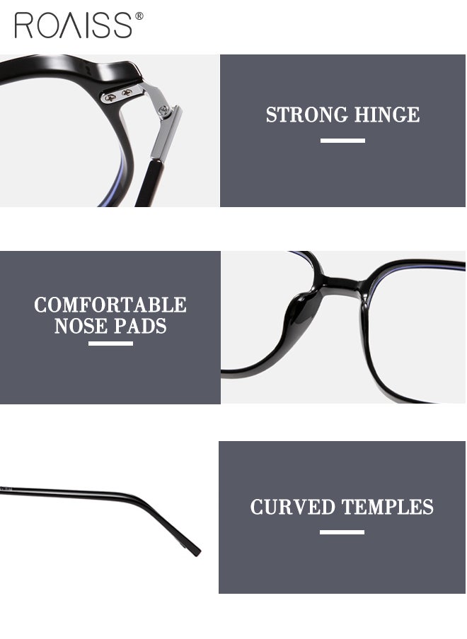 roaiss Blue Light Blocking Glasses Blue Light Filter Computer Reading Gaming TV Phones Square Eyeglasses Fashion Anti Eyestrain Headache Eyewear for Men Women Black 52mm  - Image 4