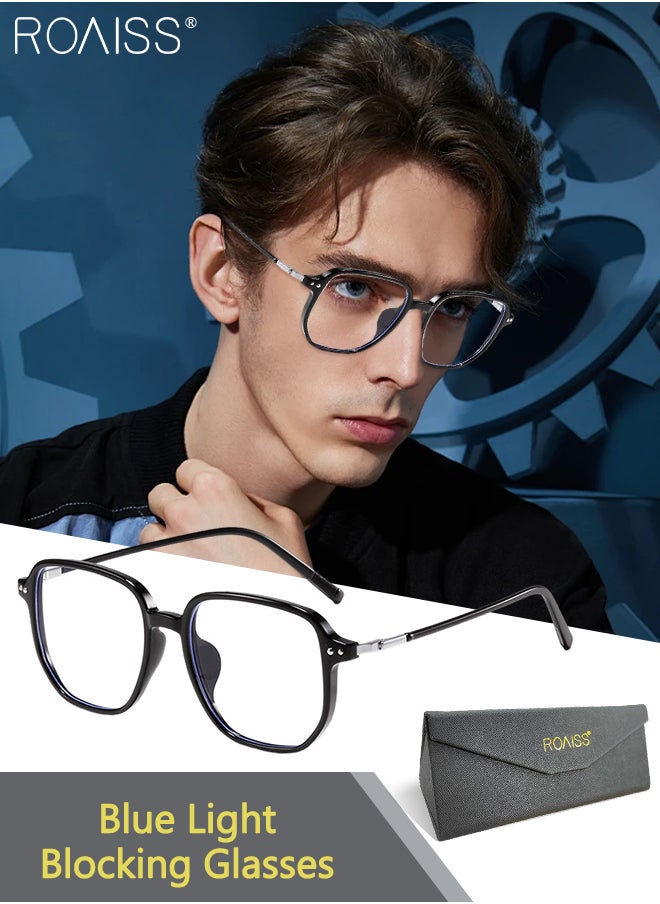 roaiss Blue Light Blocking Glasses Blue Light Filter Computer Reading Gaming TV Phones Square Eyeglasses Fashion Anti Eyestrain Headache Eyewear for Men Women Black 52mm  - Image 1