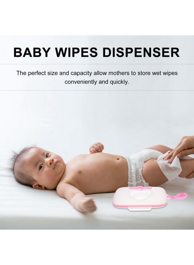 هيلفتي حامل مناديل مبللة للأطفال من هيليفتي، حقيبة محمولة قابلة لإعادة الاستخدام والتعبئة للسفر في الهواء الطلق، حقيبة حمل مناديل مبللة معلقة لعربة الأطفال باللون الوردي - Image 2