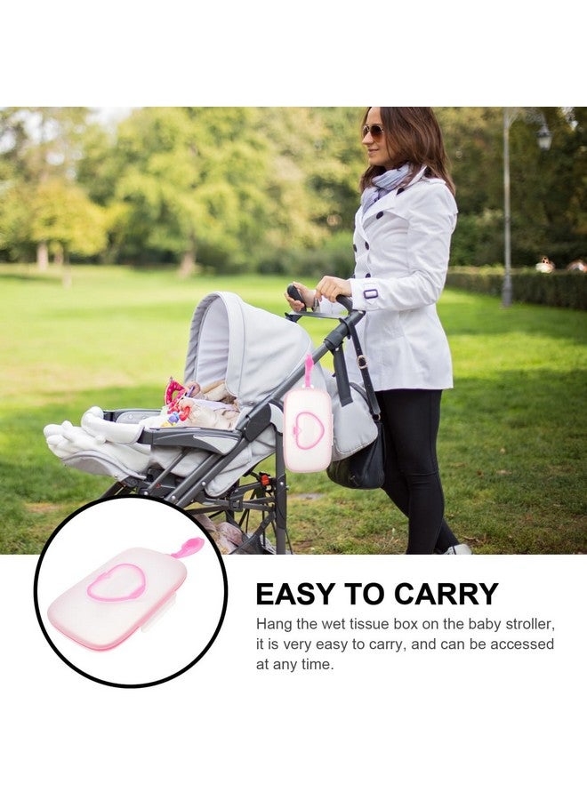 هيلفتي حامل مناديل مبللة للأطفال من هيليفتي، حقيبة محمولة قابلة لإعادة الاستخدام والتعبئة للسفر في الهواء الطلق، حقيبة حمل مناديل مبللة معلقة لعربة الأطفال باللون الوردي - Image 4