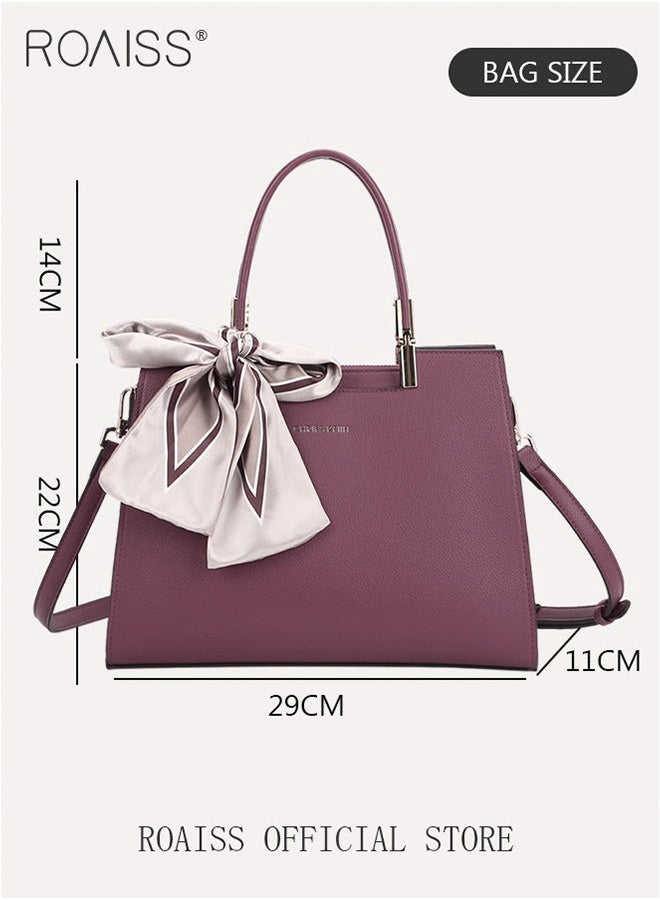 حقائب يد أنيقة وراقية للنساء بسعة كبيرة، حقائب كتف فاخرة مزينة بوشاح حريري وحقيبة هدية، هدايا مثالية للأم والزوجة والعروسة، مناسبة لشهر رمضان والزفاف أو الوقت العادي