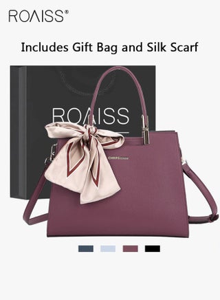 حقائب يد أنيقة وراقية للنساء بسعة كبيرة، حقائب كتف فاخرة مزينة بوشاح حريري وحقيبة هدية، هدايا مثالية للأم والزوجة والعروسة، مناسبة لشهر رمضان والزفاف أو الوقت العادي