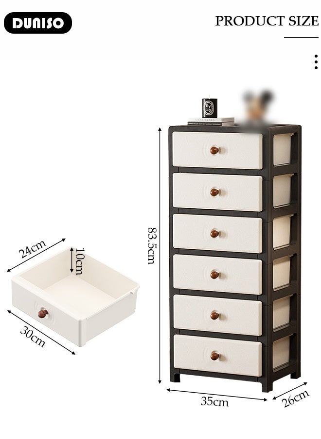 DUNISO Multipurpose Plastic 6-Drawer Storage Cabinet for Kitchen, Bathroom, Bedroom,Kitchen,Living Room,Office,Multifunctional Waterproof Design 6-Tier Vertical Storage Cabinets With Drawers, Slim Narrow Cabine  - Image 3