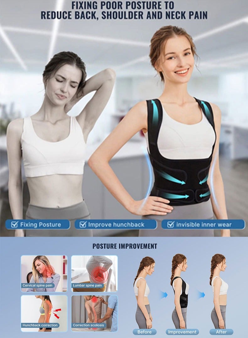 Unisex Anti-Hunchback Posture Corrector Adjustable Back Scoliosis Correction Belt Back Support Spinal Corset (M) Code - Image 2