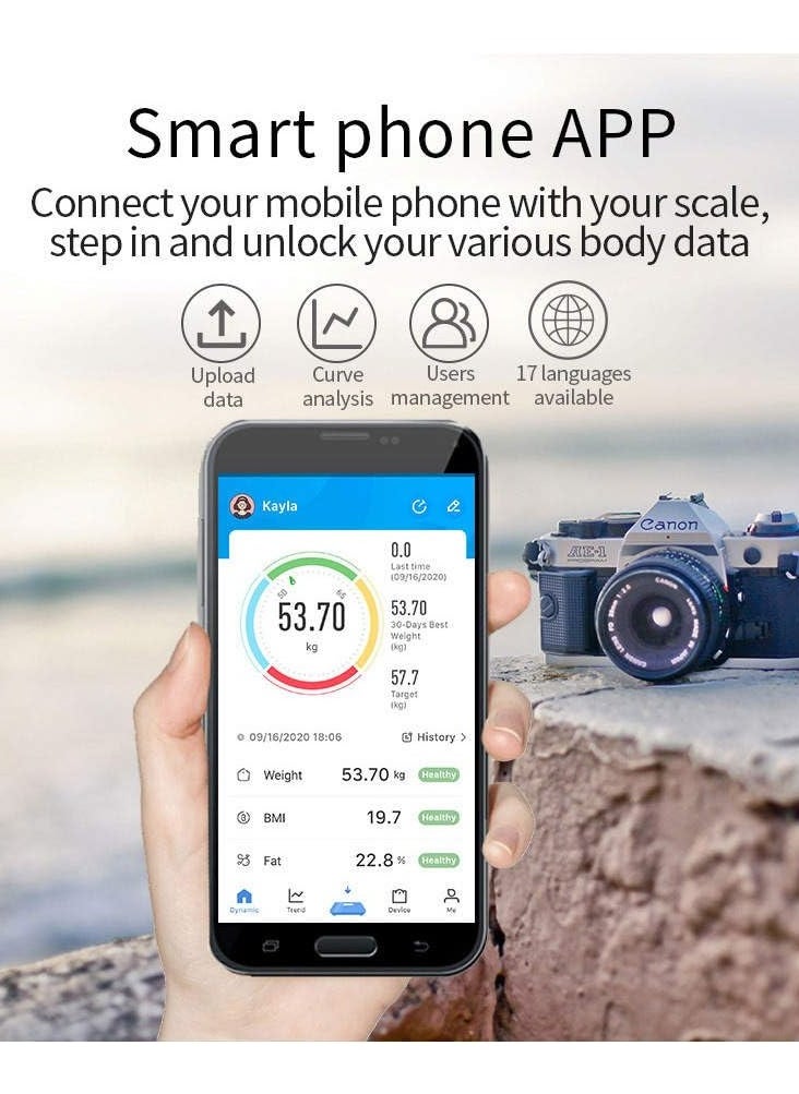 LIMOS - Smart Weight Scale, Bluetooth Body Fat Scale, Wireless Digital Bathroom Scale with Smartphone App, Black - Image 1