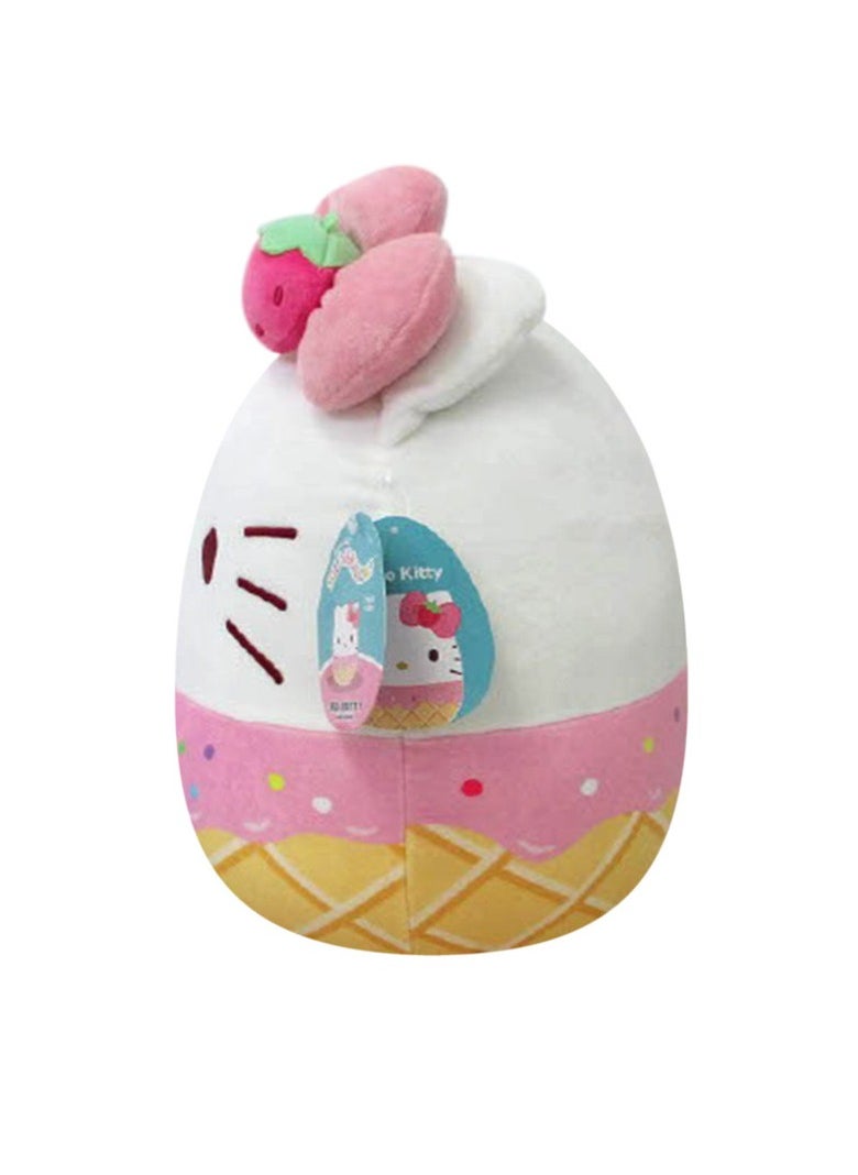 سكويش مالو Squishmallows Official Kellytoy Sanrio Squad لعبة أفخم محشوة اسفنجية (Hello Kitty (آيس كريم فراولة) ، 12 بوصة)  - Image 2