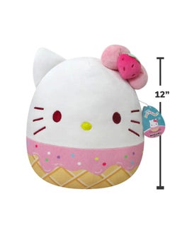 SQUISHMALLOW Squishmallows Official Kellytoy Sanrio Squad Squishy Stuffed Plush Toy Animal (Hello Kitty (Strawberry Ice Cream), 12 inch)  - Image 4