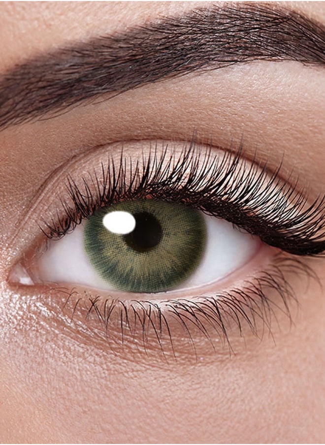 Unibling - Jupiter Green Yearly Colored Contact Lenses, Unisex Cosmetic Contact Lenses, Enlargement Collection, Dark Green, With Case - Image 1