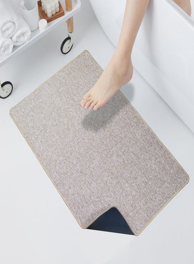 Yancorp Thin Bathroom Rugs 24"x 35" Non-Slip Rubber Bath Mats for Bathroom Quick Dry Bath Rugs, Cozy Cloth Bathroom Mat fit Under Door, Sink, Bathtub, Floor, Shower, Khaki - Image 1