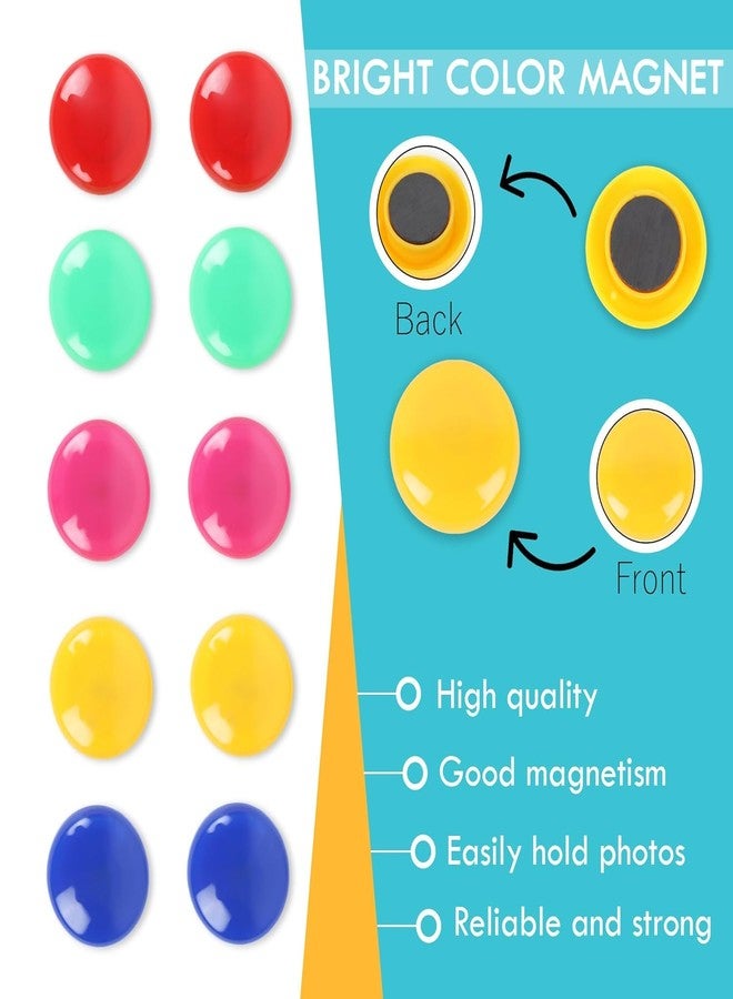 YAJNAS Fridge Magnet Pack of 10 Colorful Magnet for Fridge, Magnetic White-Boards - Sticky Stick Notes, Photos, Charts Notice Board/Planning Magnets - Fridge Magnetic Button, 30 mm, Random Color - Image 2