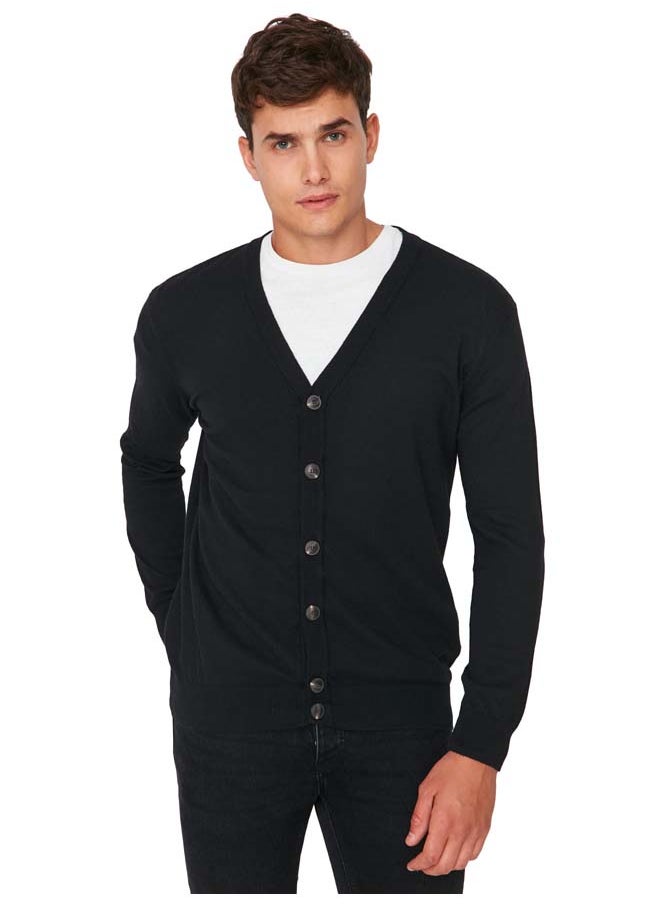 Black Slim Fit Cotton V Neck Buttoned Cardigan TMNAW21HI0274 - pzsku/Z9E5EA5A51A6B99535404Z/45/_/1737375854/a62e0bd1-91e5-43bb-9227-0695216eaf0a