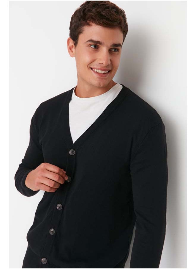 Black Slim Fit Cotton V Neck Buttoned Cardigan TMNAW21HI0274 - pzsku/Z9E5EA5A51A6B99535404Z/45/_/1737375858/e5508999-e487-4149-b2bd-4466c81783ca