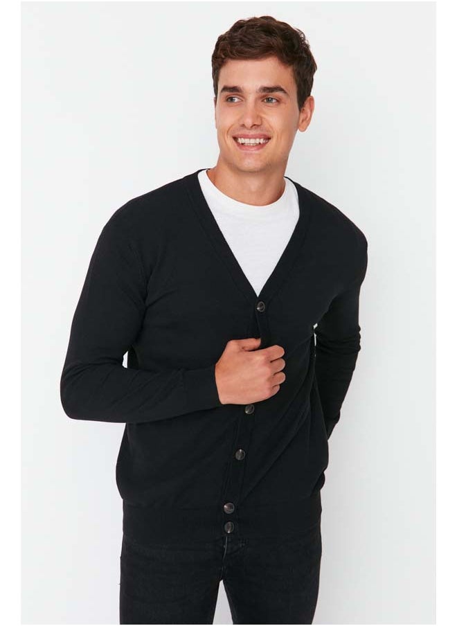 Black Slim Fit Cotton V Neck Buttoned Cardigan TMNAW21HI0274 - pzsku/Z9E5EA5A51A6B99535404Z/45/_/1737375862/6a30c6dd-c492-4905-bbda-bbe86e58dccd