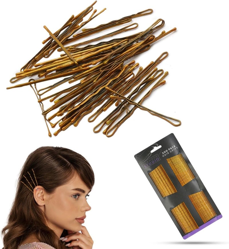 200Pcs Blonde Hair Pins 4cm Bobby Pins for Women Hair Grips for Thick Thin Wavy Curly Long Hairs Hair Styling Pins Girls Gift for Everyday Use