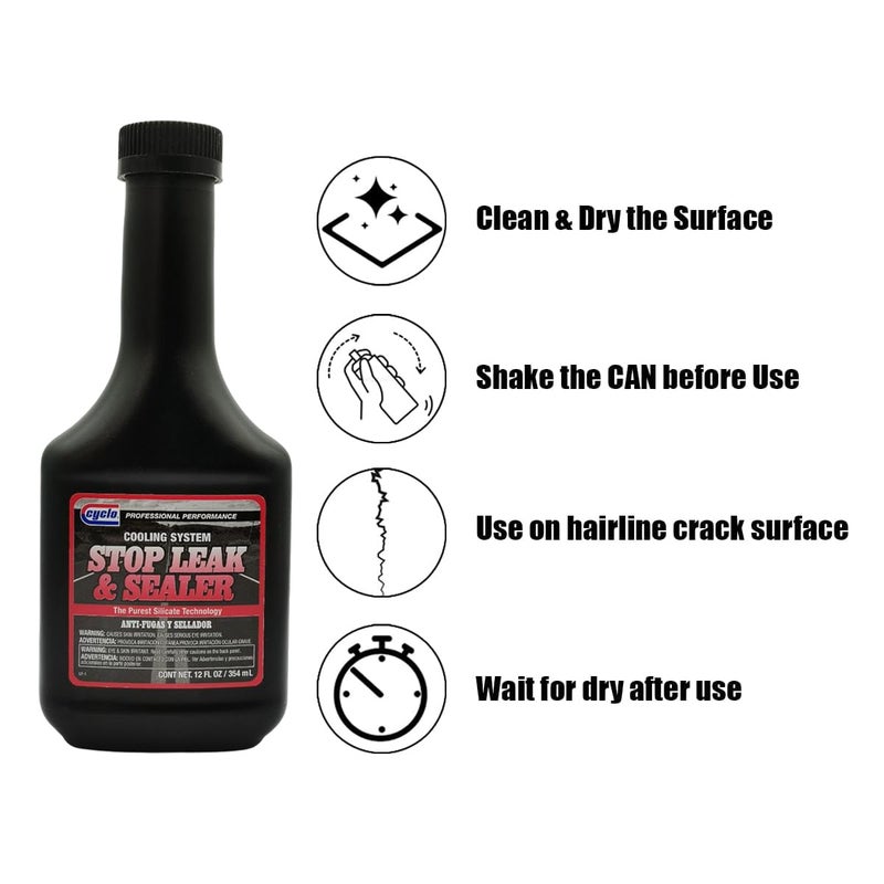 Cycl0 Cooling System Stop Leak & Sealer – Radiator Leak Repair Additive, Anti-Foam Silicate Technology, Fast Sealing Formula, 354ml (C52) - Image 4