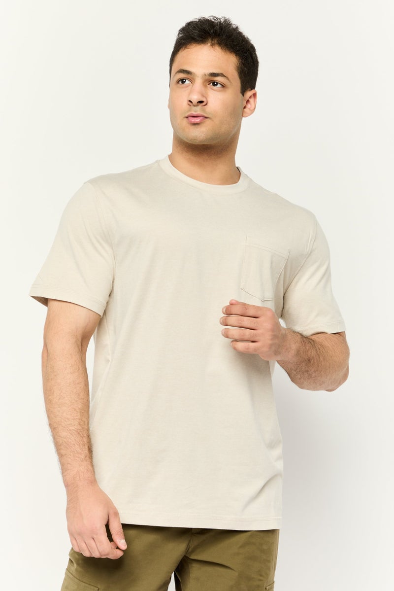 Beause Men Crew Neck Short Sleeve Solid T-Shirt, Light Grey - Image 1