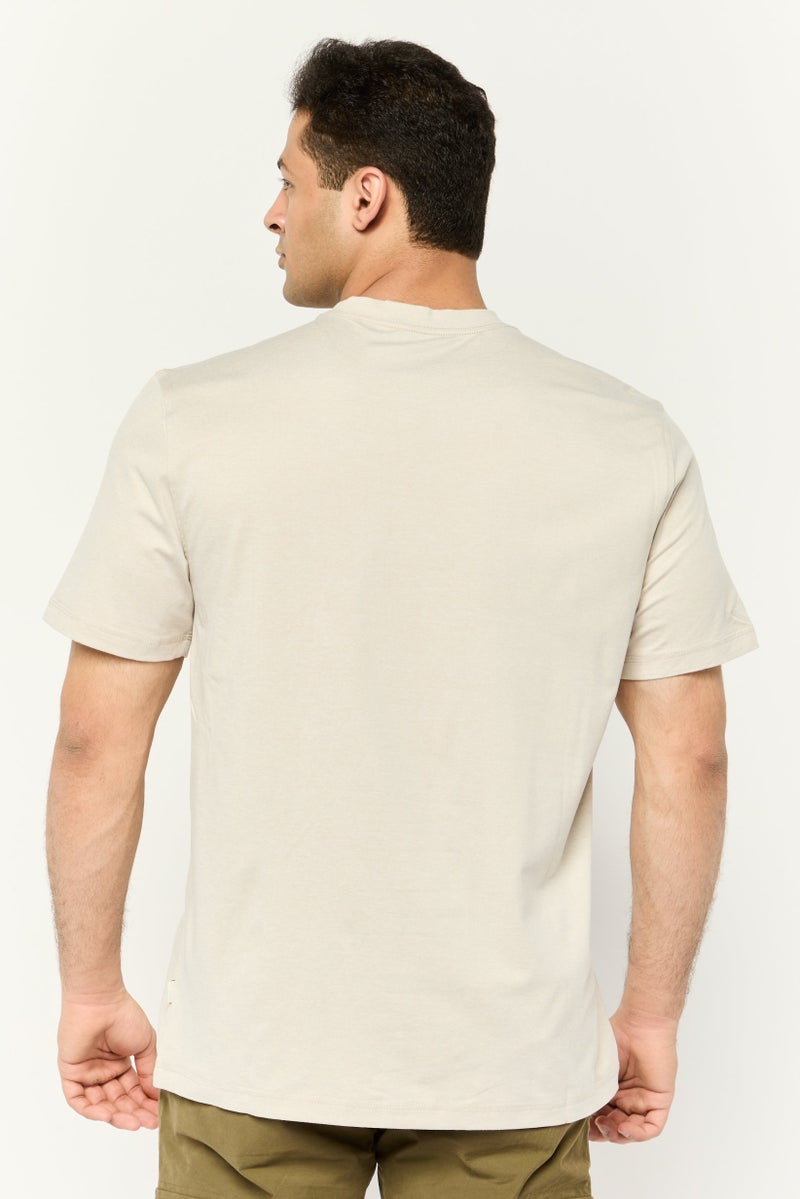 Beause Men Crew Neck Short Sleeve Solid T-Shirt, Light Grey - Image 2