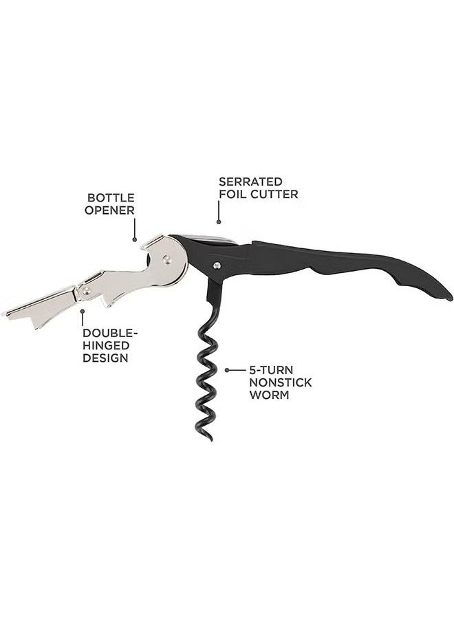 Unewshi 2 Piece Corkscrew Wine Opener, Multifunction Stainless Steel Fold Bottle Opener with Foil Cutter for Bars Restaurants Family Company Party, Black - Image 3