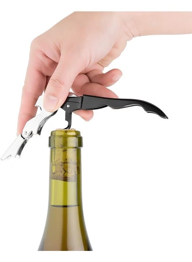 Unewshi 2 Piece Corkscrew Wine Opener, Multifunction Stainless Steel Fold Bottle Opener with Foil Cutter for Bars Restaurants Family Company Party, Black - Image 5
