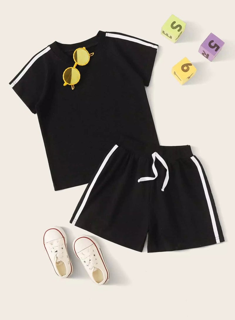 Toddler Boys Tape Side Tee & Track Shorts  - Image 1