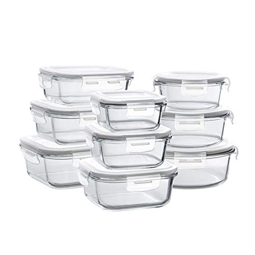 BAYCO Glass Storage Containers with Lids, 9 Sets, Meal Prep Airtight Food Storage Containers for Food Storage with Lids - BPA-Free & Leak Proof - Image 1