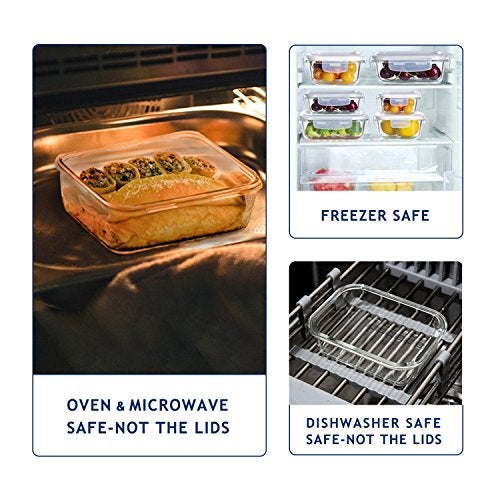BAYCO Glass Storage Containers with Lids, 9 Sets, Meal Prep Airtight Food Storage Containers for Food Storage with Lids - BPA-Free & Leak Proof - Image 5