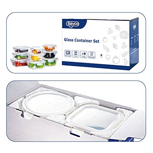 BAYCO Glass Storage Containers with Lids, 9 Sets, Meal Prep Airtight Food Storage Containers for Food Storage with Lids - BPA-Free & Leak Proof - Image 2