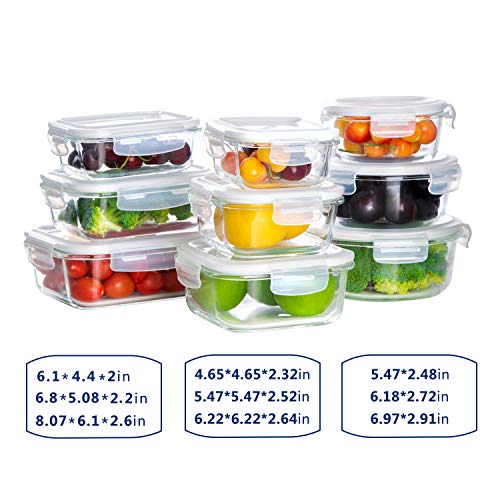 BAYCO Glass Storage Containers with Lids, 9 Sets, Meal Prep Airtight Food Storage Containers for Food Storage with Lids - BPA-Free & Leak Proof - Image 4
