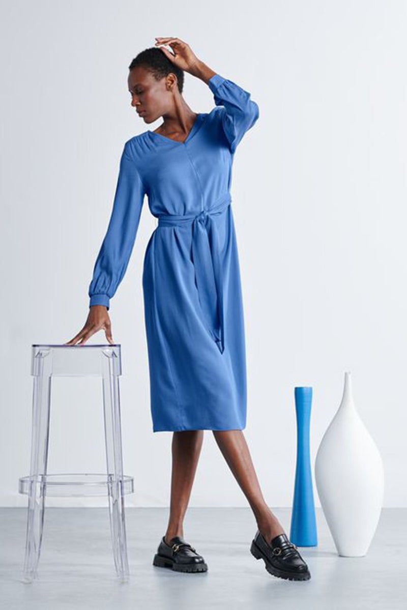 Tchibo فستان ميدي نسائي سادة، أزرق فاتح - Image 1