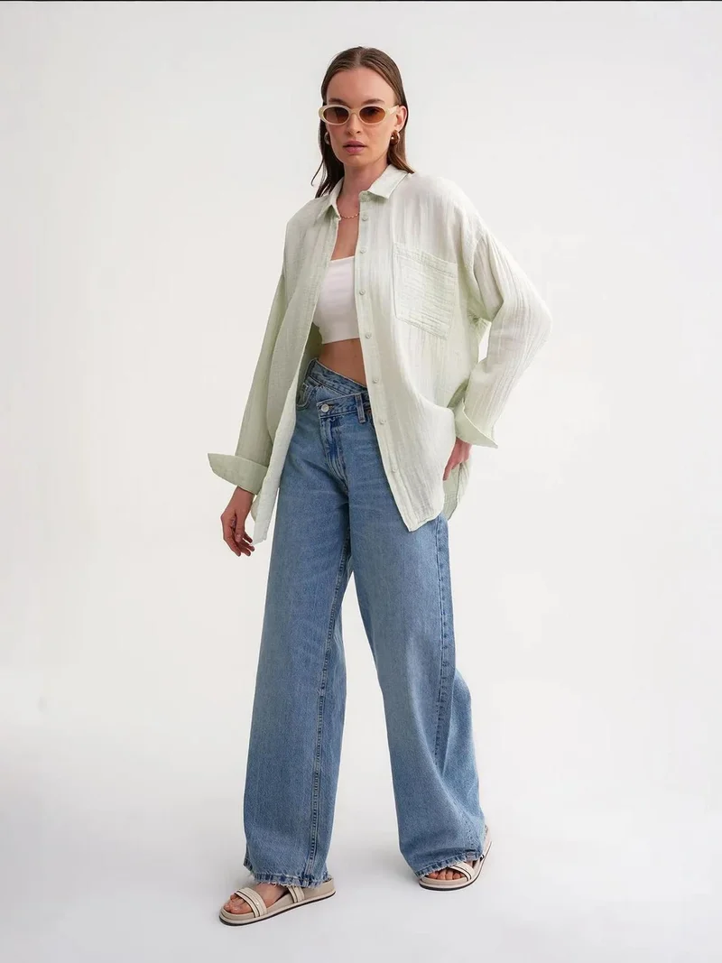 MixRay Mixray Oversize Shirt with Pocket Detail