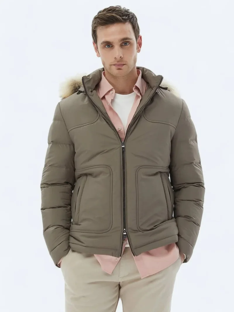 كيب معطف من فرو المنك بقصة عادية وغطاء رأس، مصنوع من نسيج محبوك غير رسمي