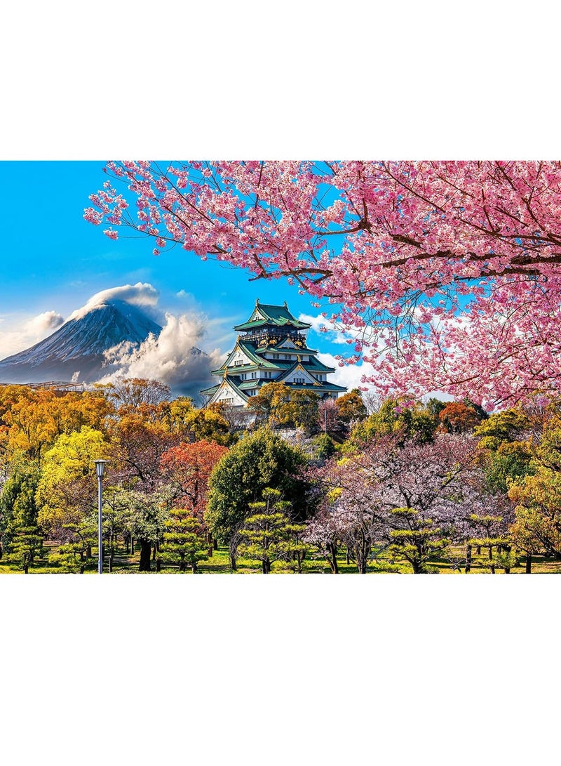 1000 Piece Adult Cherry Blossom Puzzle: Osaka Castle, Japan - Jigsaw Puzzles for Home Decoration  - Image 2