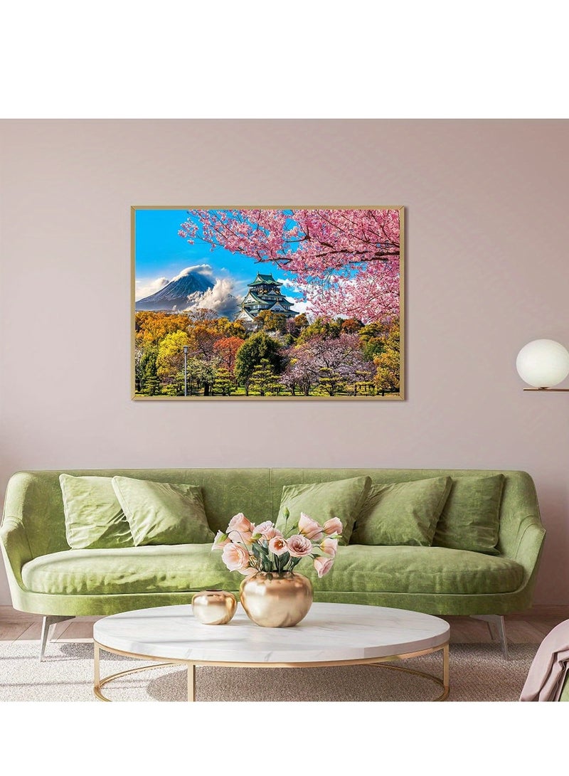 1000 Piece Adult Cherry Blossom Puzzle: Osaka Castle, Japan - Jigsaw Puzzles for Home Decoration  - Image 4