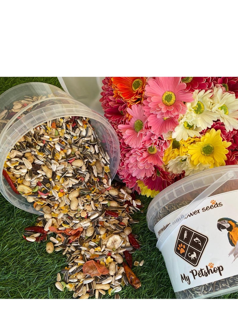 My PetShop Premium Bird Food Seed Mix 2KG, Complete Balanced Diet for Medium & Large Parrots, Enriched with Omega-3, Vitamins, Fruits, Vegetables, Grains & Nuts, Over 20 Natural Ingredients For African Grey, Macaw, Cockatoo & Conure Bird Feed - Image 2