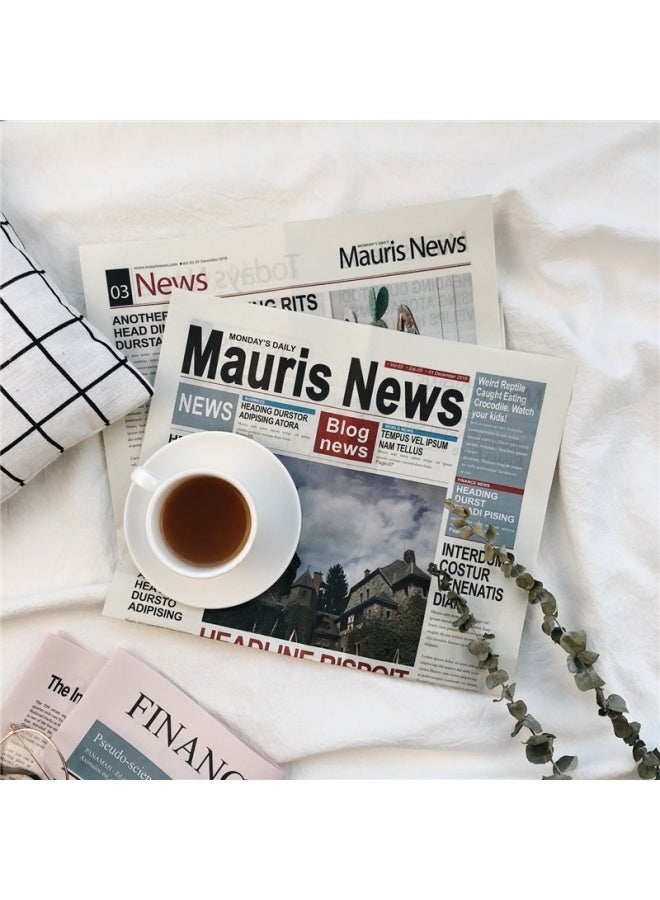 4pcs English Newspaper Photography Props Fashion Clothing Home Decor Food Photography Background Props Flower Wrapping Paper Atmosphere Decoration - Image 3