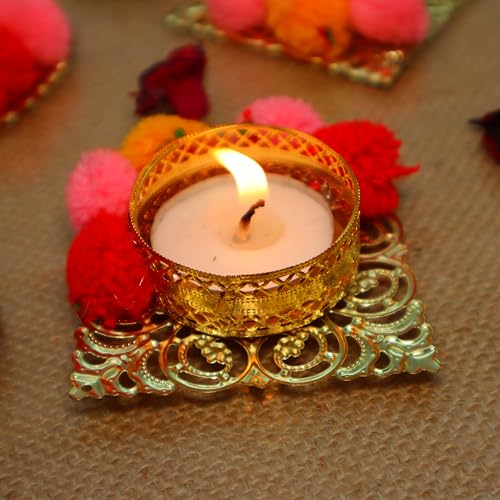 Jaipur Ace Diwali Festival Tea Light Holders Set | Traditional Decorative Diyas for Home & Pooja Room | Perfect Candle Holders for Diwali, Ganesh Chaturthi, Laxmi Pooja & Rangoli Décor (7 Pcs) - Image 3