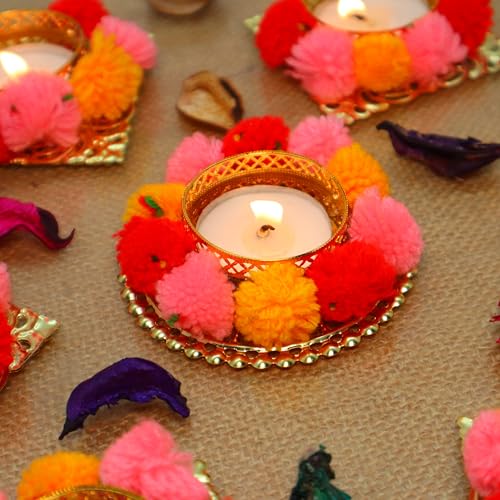 Jaipur Ace Diwali Festival Tea Light Holders Set | Traditional Decorative Diyas for Home & Pooja Room | Perfect Candle Holders for Diwali, Ganesh Chaturthi, Laxmi Pooja & Rangoli Décor (7 Pcs) - Image 2