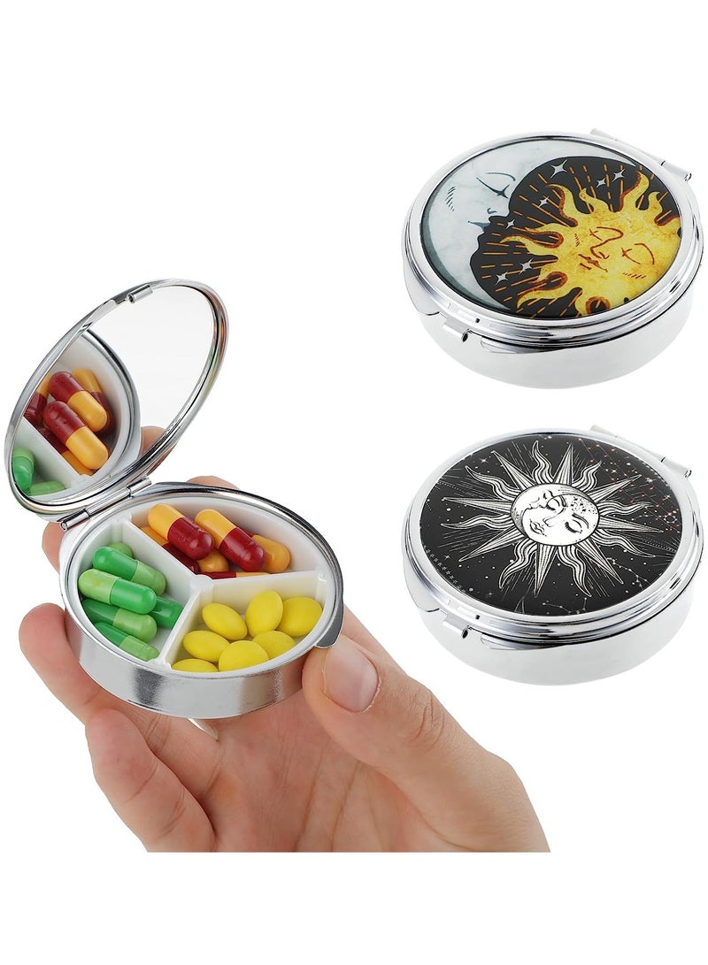 SYOSI Pill Box 3 Compartment Small Pill Case Metal Travel Pill Organizer for Purse Pocket Portable Pill Container Medicine Vitamin Organizer Holder to Hold Medication Fish Oil Supplements - Image 2