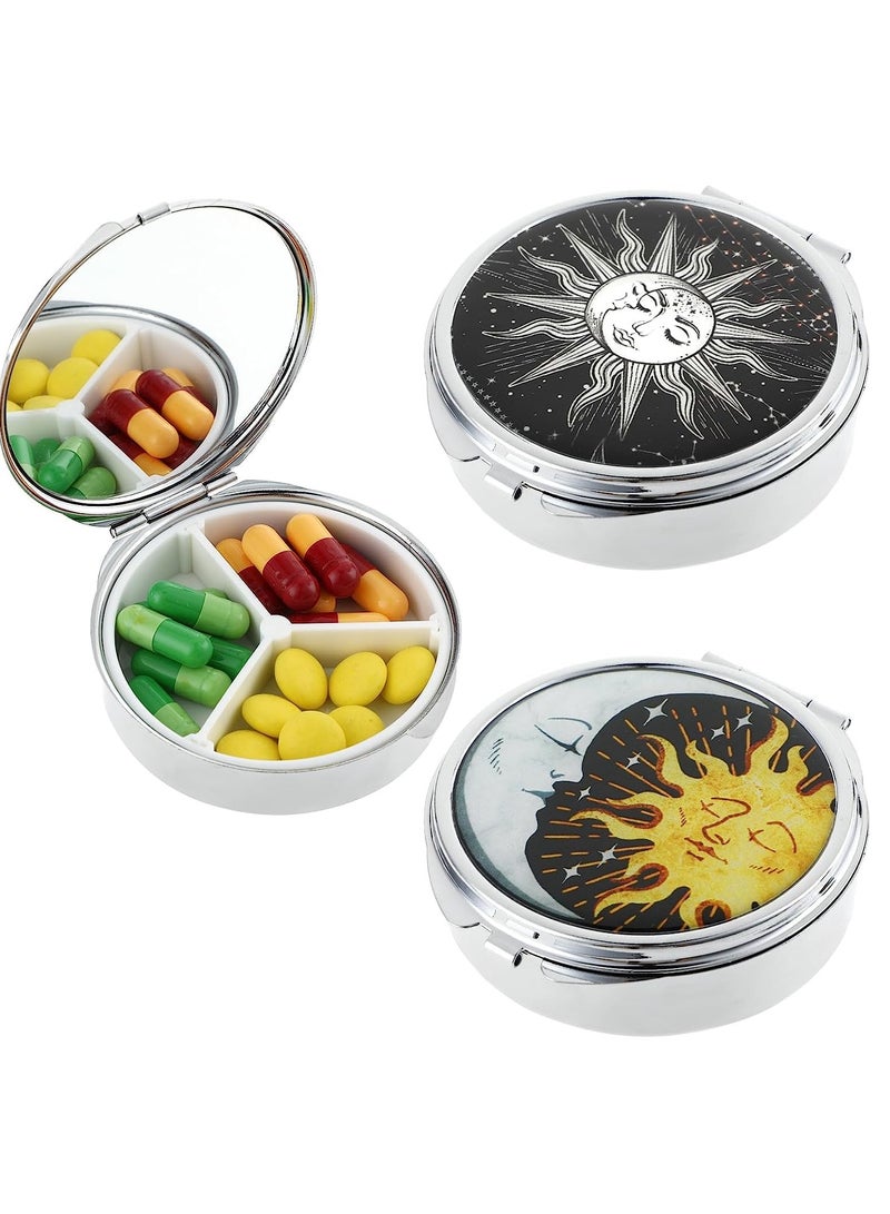 SYOSI Pill Box 3 Compartment Small Pill Case Metal Travel Pill Organizer for Purse Pocket Portable Pill Container Medicine Vitamin Organizer Holder to Hold Medication Fish Oil Supplements - Image 1