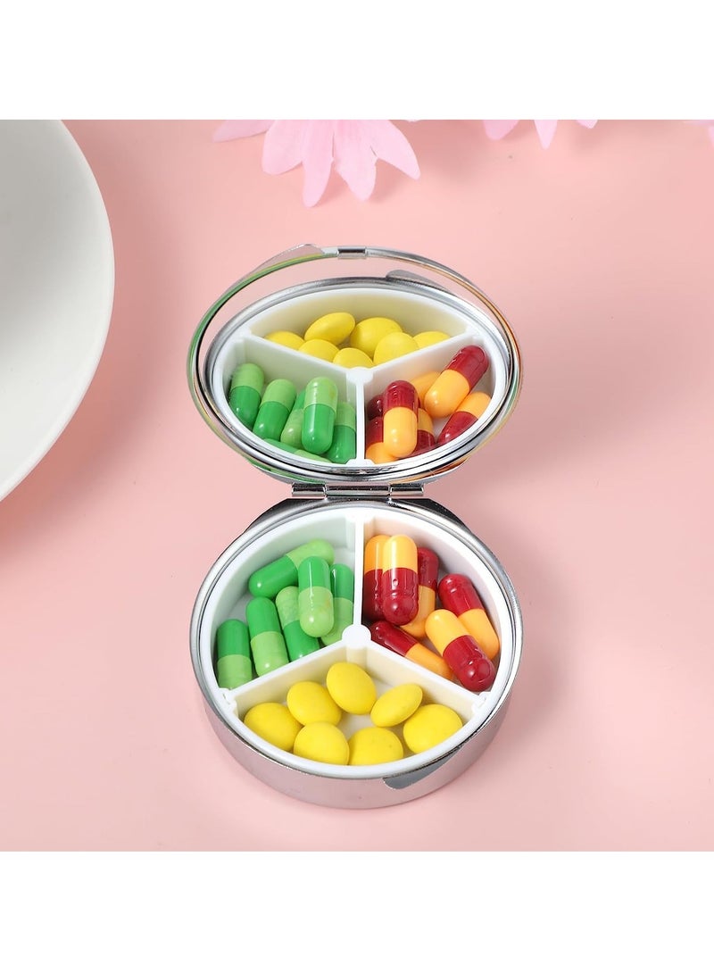 SYOSI Pill Box 3 Compartment Small Pill Case Metal Travel Pill Organizer for Purse Pocket Portable Pill Container Medicine Vitamin Organizer Holder to Hold Medication Fish Oil Supplements - Image 4