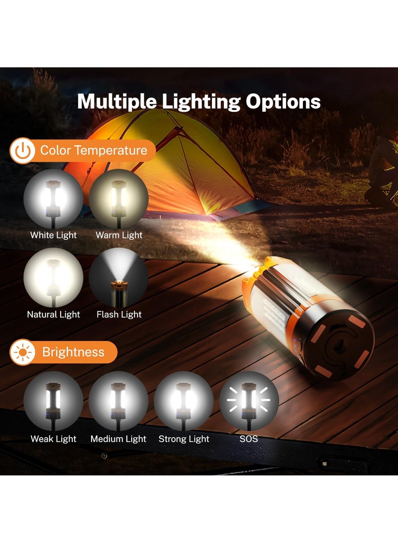 Rechargeable 10000mAh Camping Light with Stand 186cm Max Height, Cordless Work Light with 3 LED Lamp Heads, 2200 Lumens Camping Essentials Gear Emergency Flashlight with Detachable Tripod - Image 2