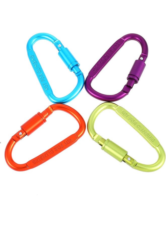Oasisgalore 3-inch Aluminum D-Ring Carabiner Clips, 4 Pack, for Outdoor Camping & Hiking  - Image 1