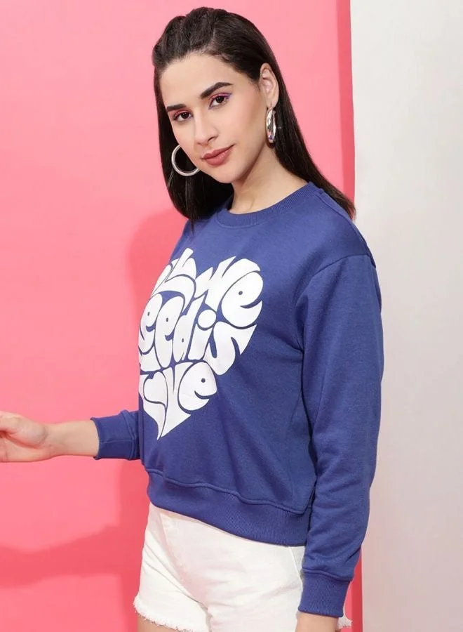 Women Regular Fit Printed Crew Neck Long Sleeve Overhead-Crewneck Sweatshirt