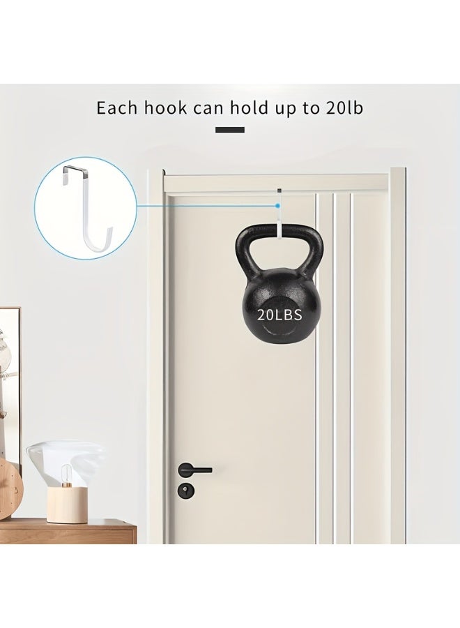 4pcs Heavy Duty Door Hanger Hooks With Rubber | Organizer Hooks, Cabinet Essentials, For Living Room, Bathroom, Bedroom, Hooks Hangers, Hooks Behind Doors, Home Essentials(White) - Image 4