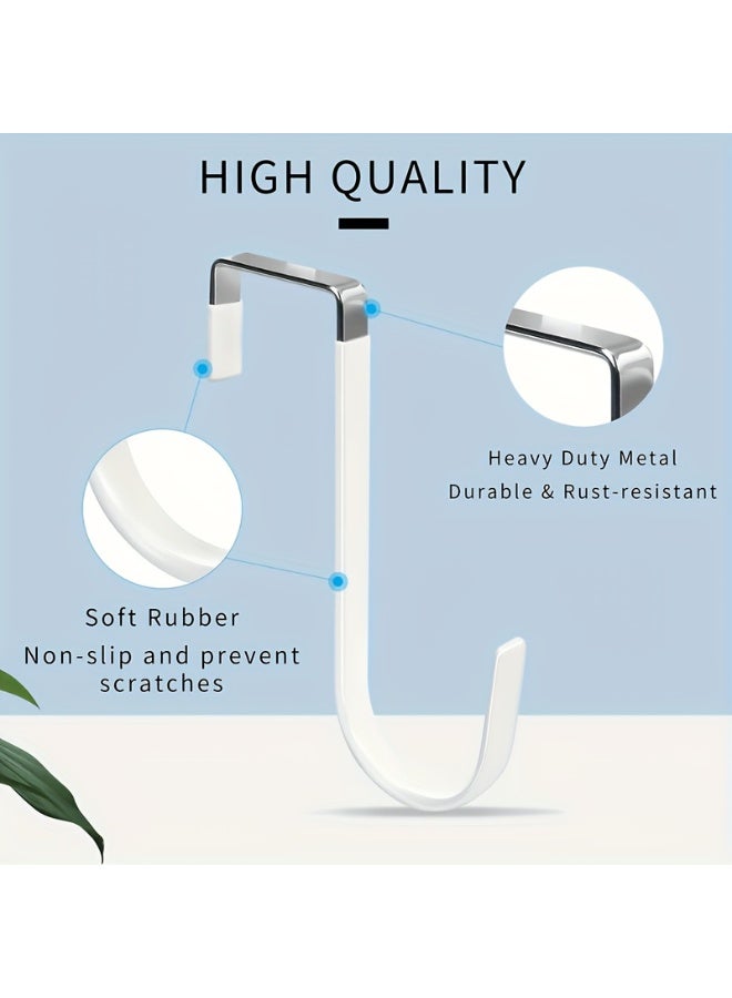 4pcs Heavy Duty Door Hanger Hooks With Rubber | Organizer Hooks, Cabinet Essentials, For Living Room, Bathroom, Bedroom, Hooks Hangers, Hooks Behind Doors, Home Essentials(White) - Image 2