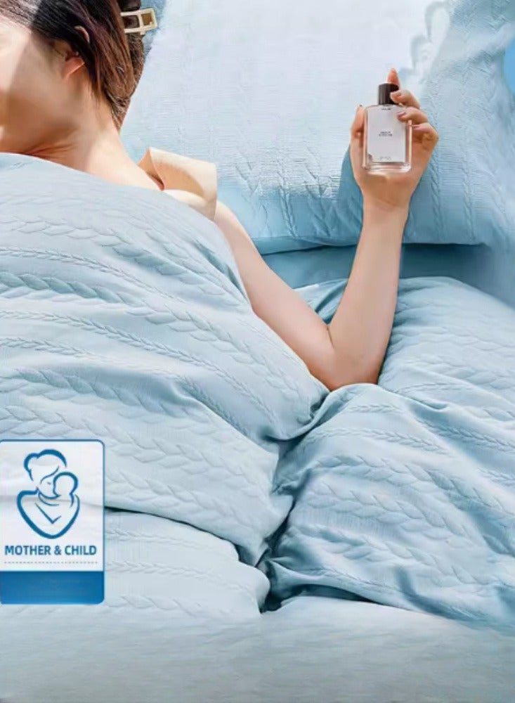 غسل القطن أربعة قطعة AB مزدوجة الجانب أربعة مواسم تنطبق على الأم والطفل الأقمشة الصديقة للبيئة ، مريحة 2.0m ورقة أربعة قطعة مجموعة 【 200 * 230cm لحاف 】 - Image 1