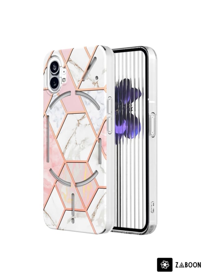 Zaboon Protective Case For Nothing Phone 1 Electroplating IMD Splicing Marble TPU - Image 1