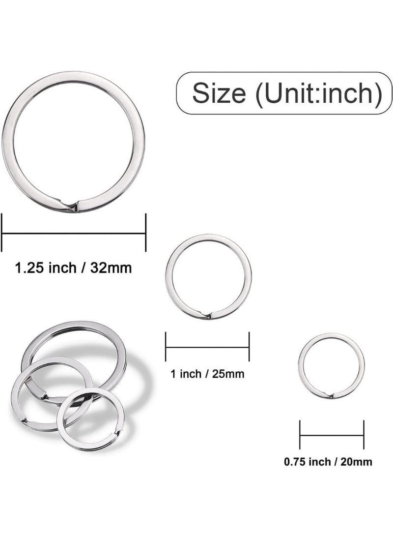 HZYH Flat Key Rings, 60 Pieces Metal Keychain Rings, Silver Jewelry Small Rings, Split Keyrings Flat O Ring in 3 Sizes for Home Car Keys Attachment, Crafts, DIY Accessories - Image 2